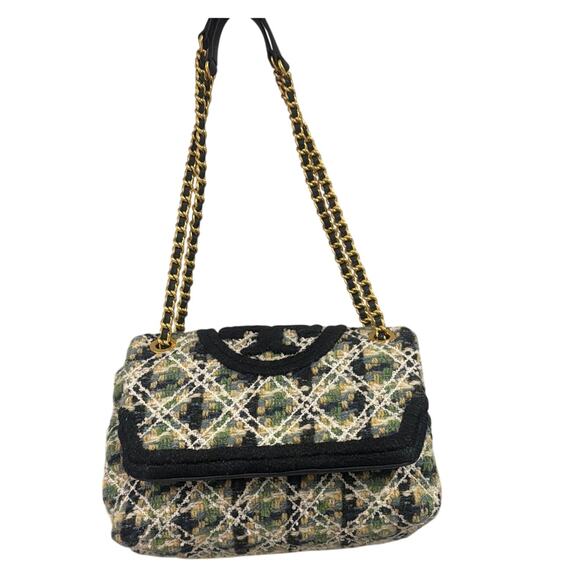 Tory Burch green multi soft fleming tweed convertible shoulder crossbody bag - Picture 8 of 8